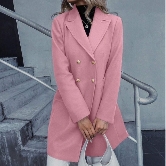 Classic Pink Button up Jacket Coat - Picture 2 of 5